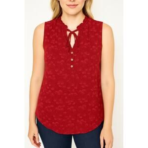 Market & Spruce Ava Tie Neck Top Red Floral NWT Size 1X Sleeveless